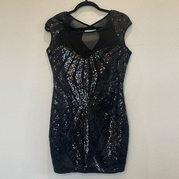 Dresses & Skirts - Black Sequin Dress Mini Dress Size M